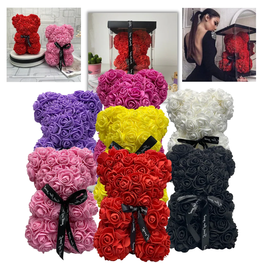 Teddy Bear Foam Rose 9.8 Inch Multiple Colors