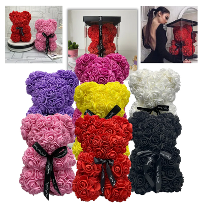 Teddy Bear Foam Rose 9.8 Inch Multiple Colors