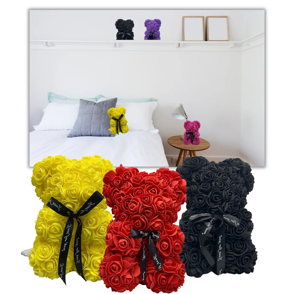 Teddy Bear Foam Rose 9.8 Inch Multiple Colors