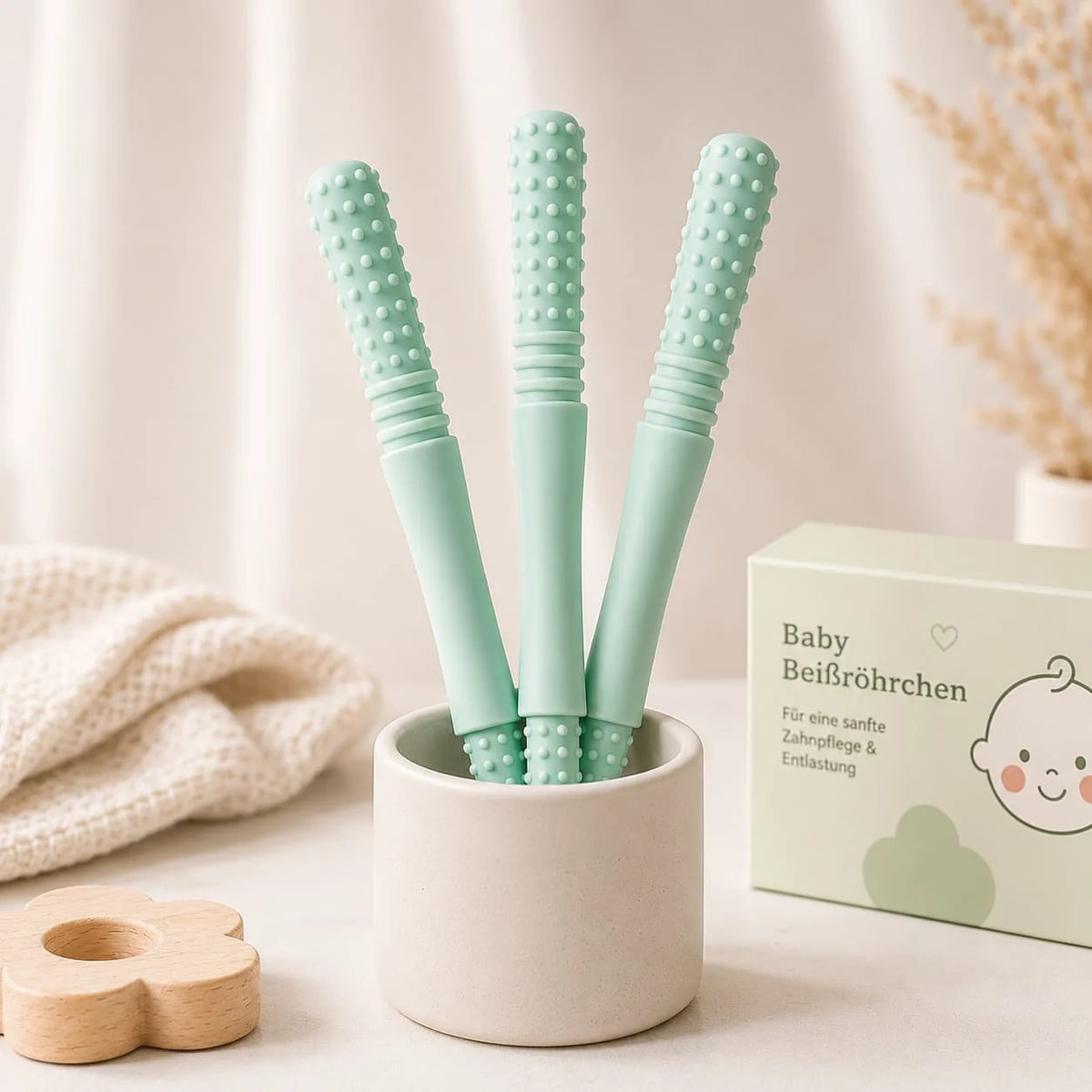 Teething Tubes Slim Textured BPA-Free Silicone 3-Pack
