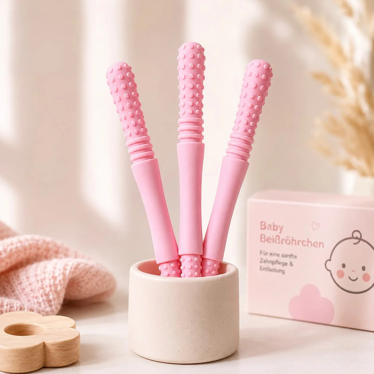 Teething Tubes Slim Textured BPA-Free Silicone 3-Pack