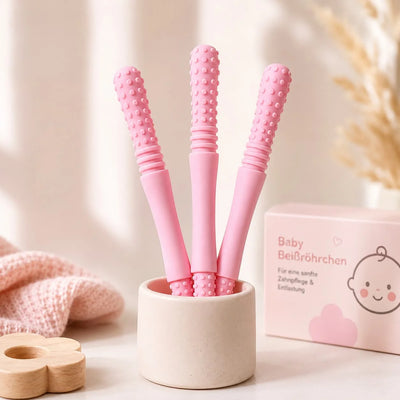 Teething Tubes Slim Textured BPA-Free Silicone 3-Pack