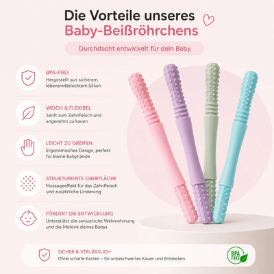 Teething Tubes Slim Textured BPA-Free Silicone 3-Pack