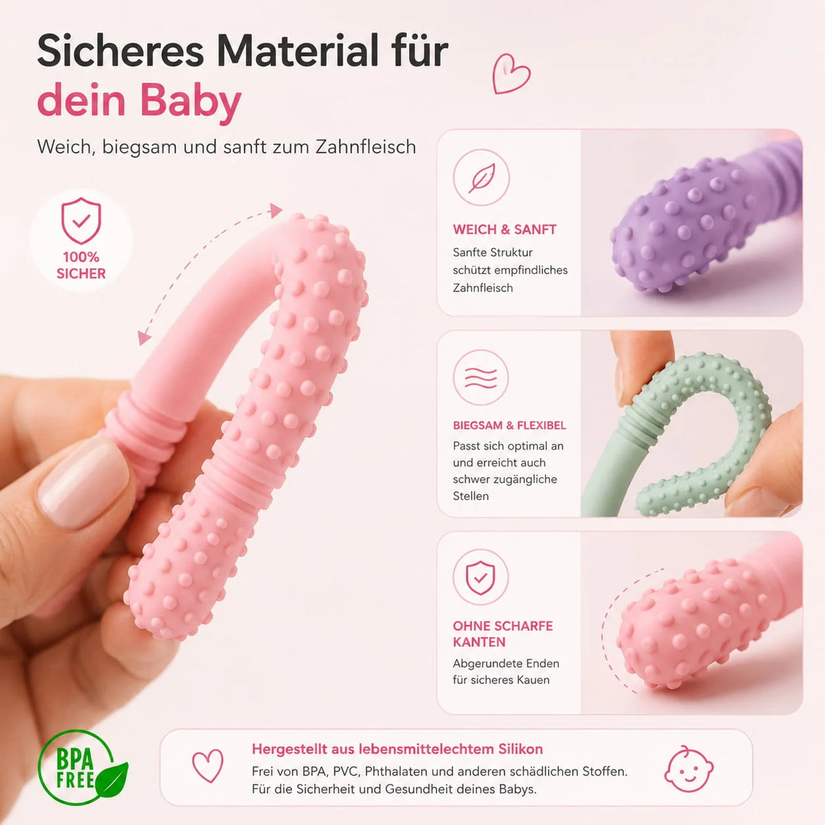 Teething Tubes Slim Textured BPA-Free Silicone 3-Pack
