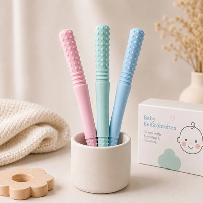 Teething Tubes Slim Textured BPA-Free Silicone 3-Pack
