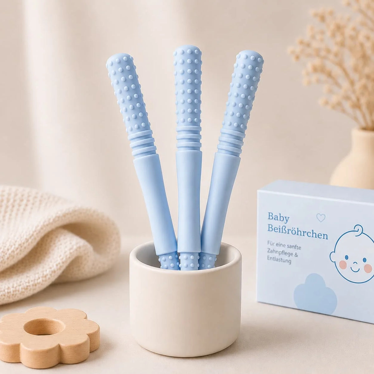 Teething Tubes Slim Textured BPA-Free Silicone 3-Pack