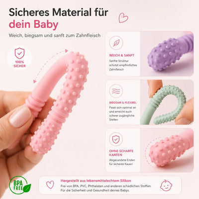 Teething Tubes Textured Slim BPA-Free Silicone Set of 3