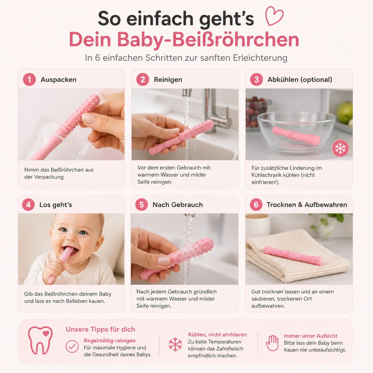 Teething Tubes Textured Slim BPA-Free Silicone Set of 3