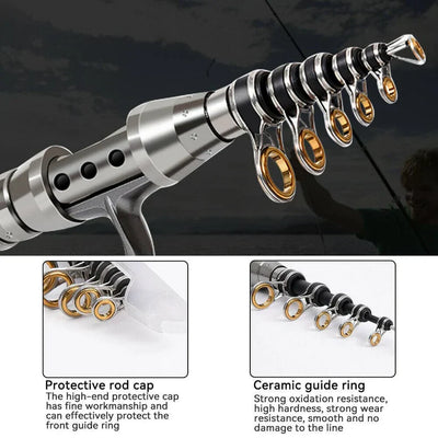Telescopic Fishing Rod Kit Carbon Fiber Spinning Reel
