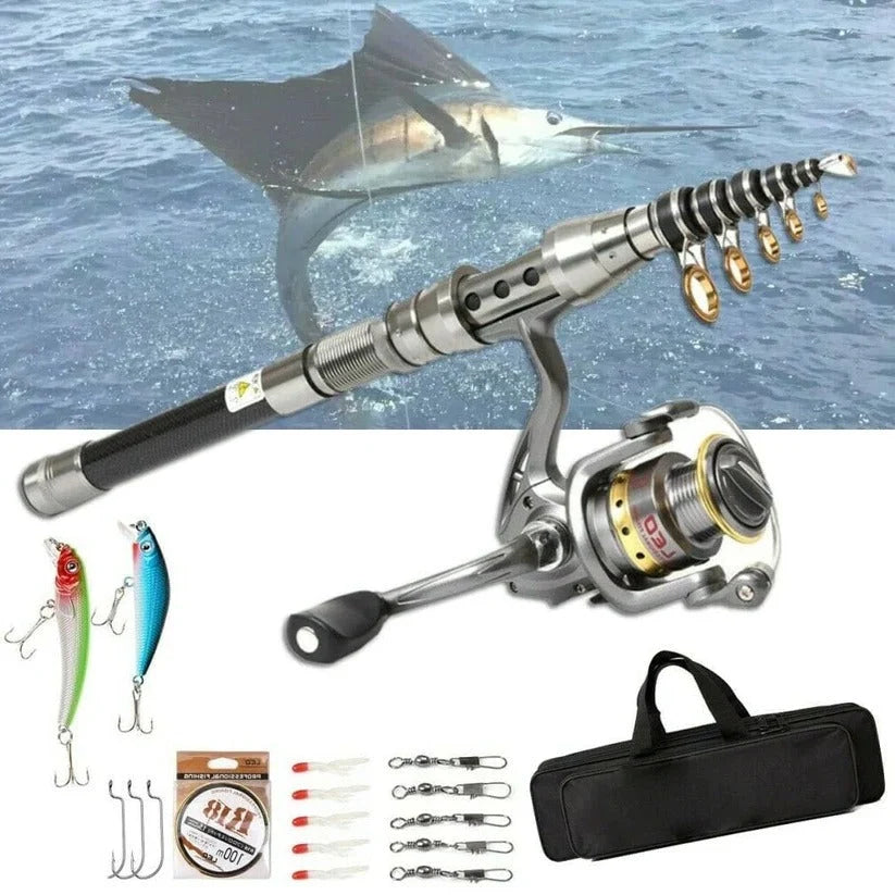Telescopic Fishing Rod & Reel Carbon Fiber Pre-Spooled