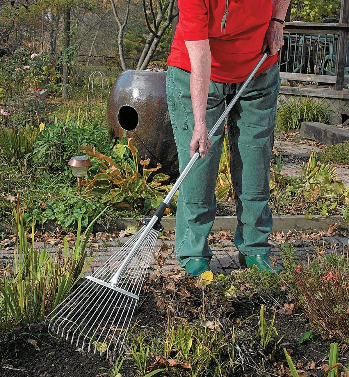 Telescopic Leaf Rake Lightweight Extendable Handle 45 cm Head