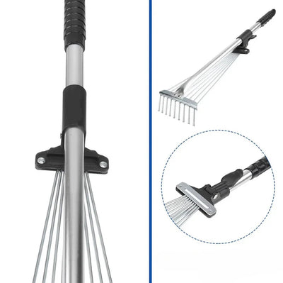 Telescopic Leaf Rake Lightweight Extendable Handle 45 cm Head