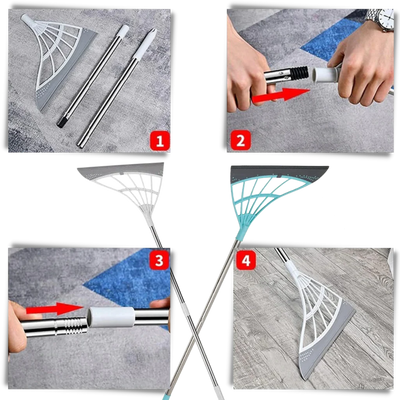 Telescopic Rubber Broom 53 In Reach Hair-Pulling Blade