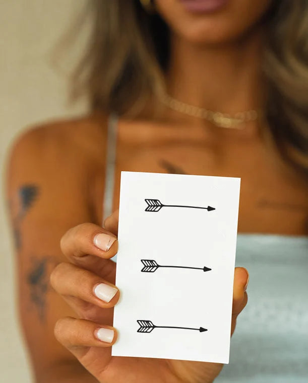 Temporary Tattoo Minimal Black Arrow Water Transfer Multi-Day Wear
