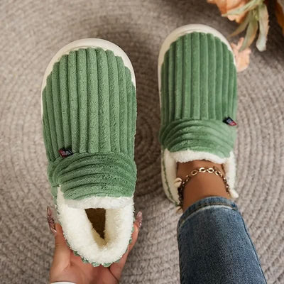 Thermal Slippers Vegan Fleece Lining Non-Slip Rubber Sole Machine-Washable