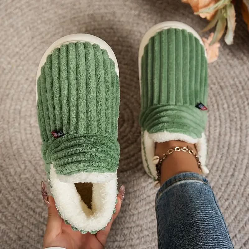 Thermal Slippers Vegan Fleece Lining Non-Slip Rubber Sole Machine-Washable
