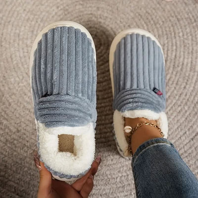 Thermal Slippers Vegan Fleece Lining Non-Slip Rubber Sole Machine-Washable