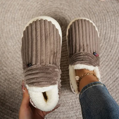 Thermal Slippers Vegan Fleece Lining Non-Slip Rubber Sole Machine-Washable