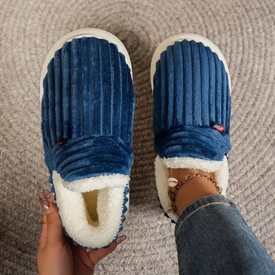 Thermal Slippers Vegan Fleece Lining Non-Slip Rubber Sole Machine-Washable