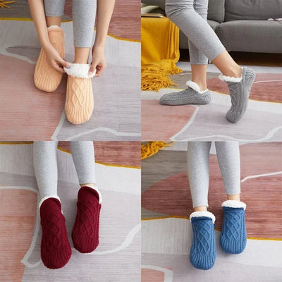 Thermal Socks Fleece-Lined Moisture-Wicking Silica Grip Soles