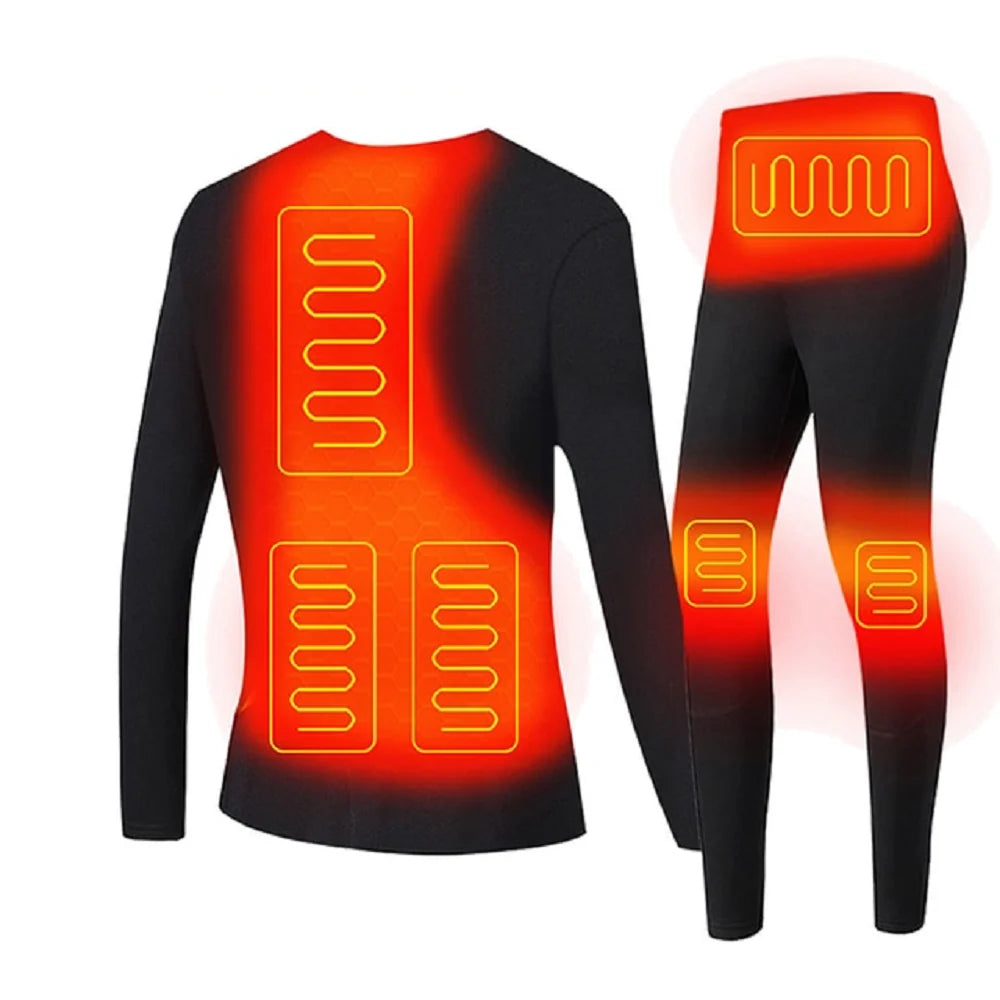 Thermal Underwear Set Heated Three Heat Settings Four-Way Stretch