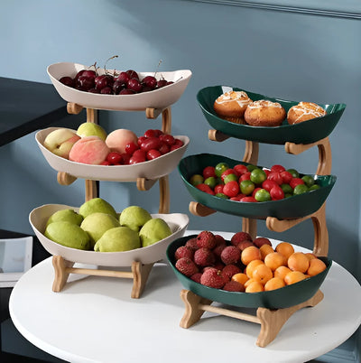 Three-Tier Serving Tray Wood Frame & Removable Trays