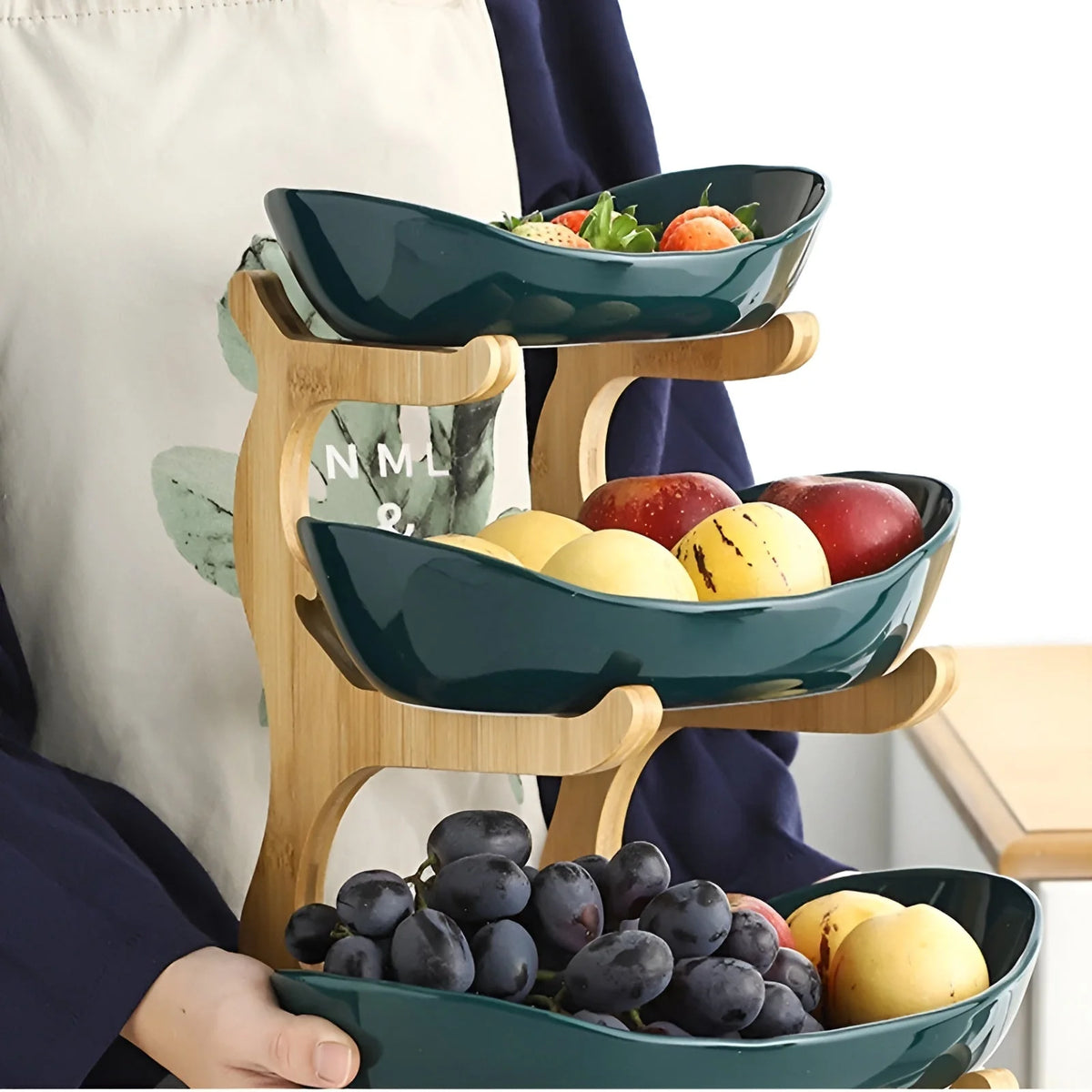Three-Tier Serving Tray Wood Frame & Removable Trays