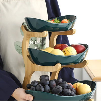 Three-Tier Serving Tray Wood Frame & Removable Trays