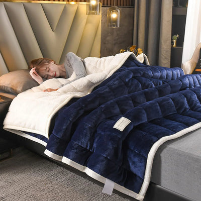 Throw Blanket Double-Layer Plush Fleece Extra-Warm