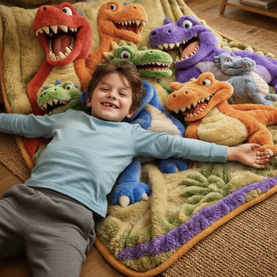 Throw Blanket Oversized Soft Dinosaur Print Machine Washable