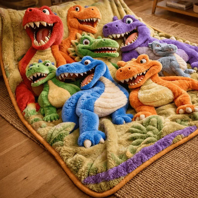 Throw Blanket Oversized Soft Dinosaur Print Machine Washable