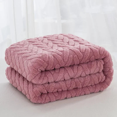 Throw Blanket Reversible Jacquard & Cotton Fleece
