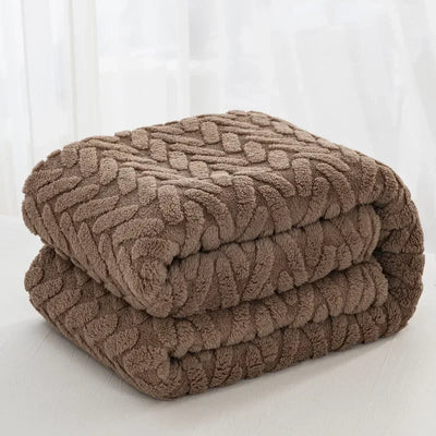 Throw Blanket Reversible Jacquard & Cotton Fleece