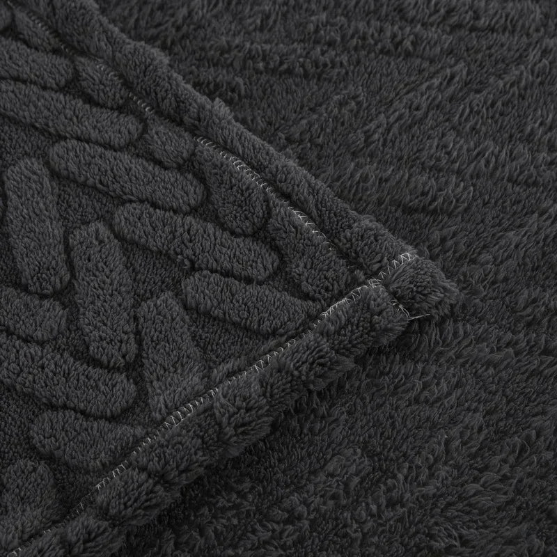 Throw Blanket Reversible Jacquard & Cotton Fleece
