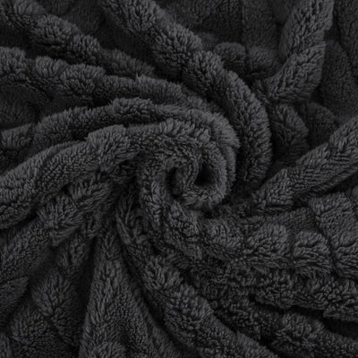 Throw Blanket Reversible Jacquard & Cotton Fleece