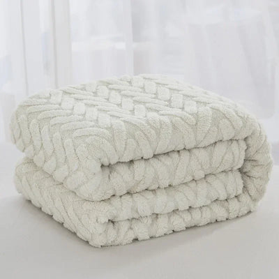 Throw Blanket Reversible Jacquard & Cotton Fleece