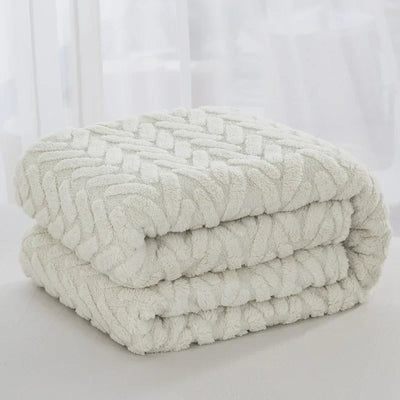 Throw Blanket Reversible Jacquard & Cotton Fleece
