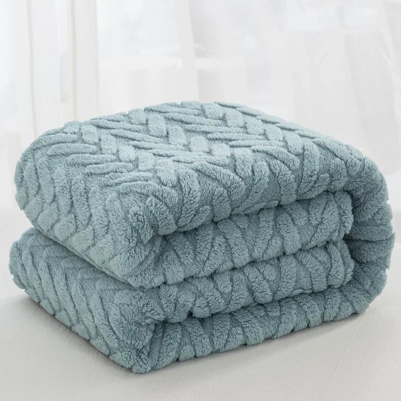 Throw Blanket Reversible Jacquard & Cotton Fleece