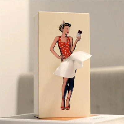 Tissue Box Cover Removable Weighted Base Billowing Fabric Skirt