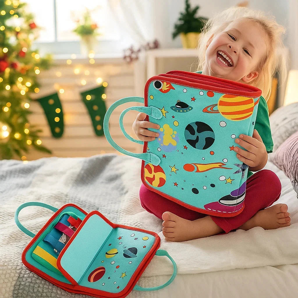 Toddler Activity Book Interactive Fabric Zippers Buttons & Laces