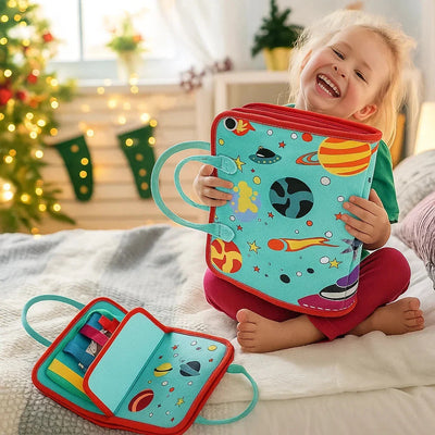 Toddler Activity Book Interactive Fabric Zippers Buttons & Laces