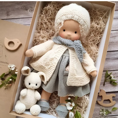Toddler Doll Hypoallergenic Cotton Wool Stuffing Neutral Face Design