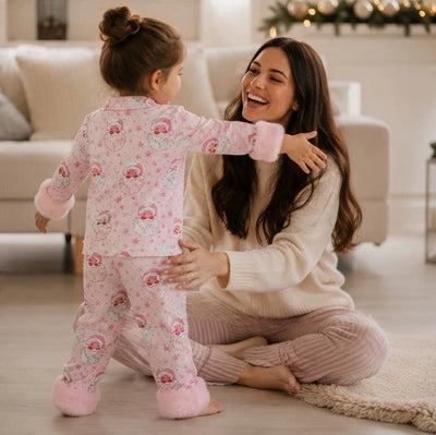 Toddler Pajama Set Soft Fabric Fur-Trim Collar