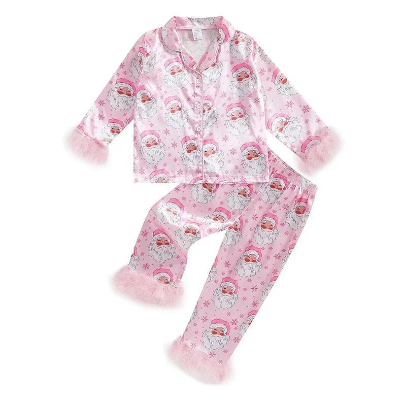 Toddler Pajama Set Soft Fabric Fur-Trim Collar