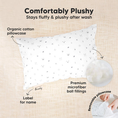 Toddler Pillow Cotton 9 x 13 Inch Machine-Washable Pillowcase Included