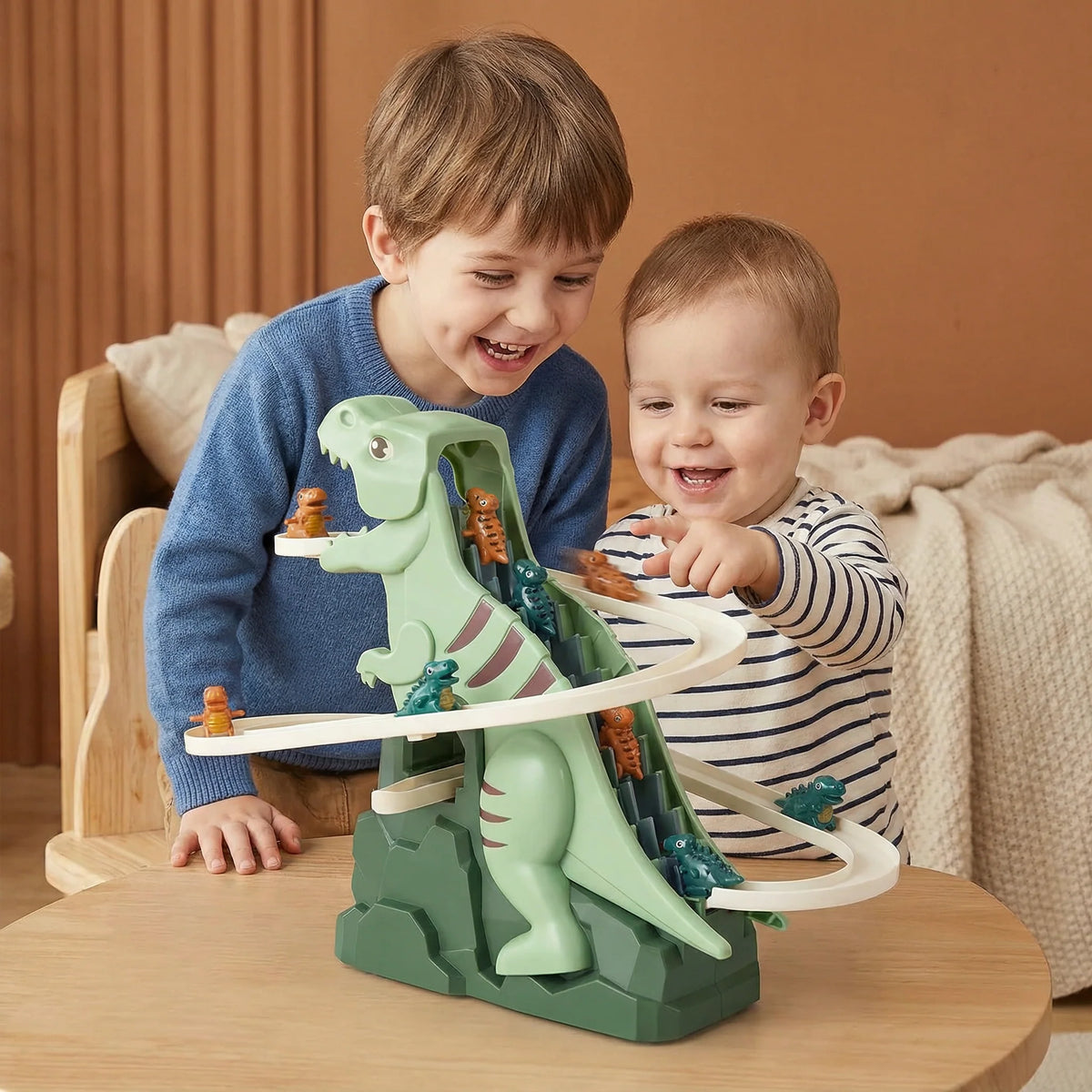 Toddler Slide Dinosaur Design Stable Frame Tool-Free Assembly