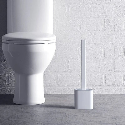 Toilet Brush Flexible Shape-Adapting Head Drip-Free Holder