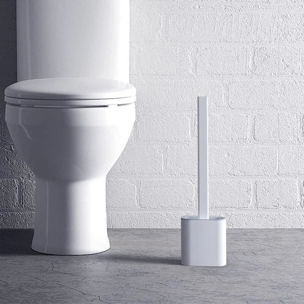 Toilet Brush Flexible Shape-Adapting Head Drip-Free Holder