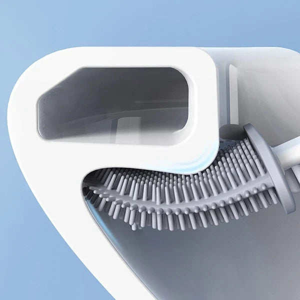 Toilet Brush Flexible Shape-Adapting Head Drip-Free Holder