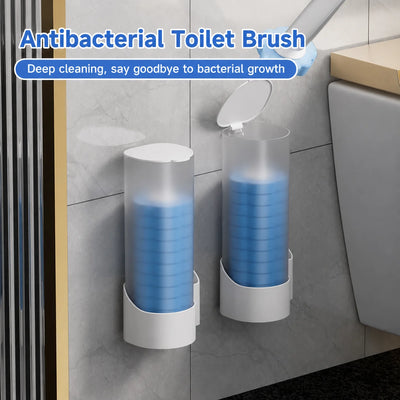 Toilet Brush Pre-Filled Disposable Heads Ergonomic Handle & Holder